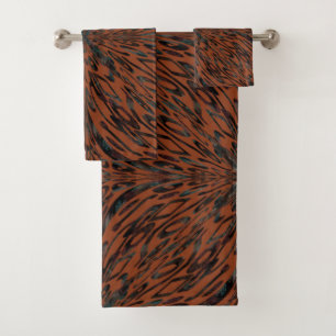 Native Tribal Happy Face Scratchboard Pattern Art Bath Towel Set