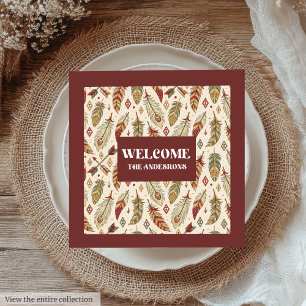 Native Tribal Napkins Custom Name Terracotta Sage