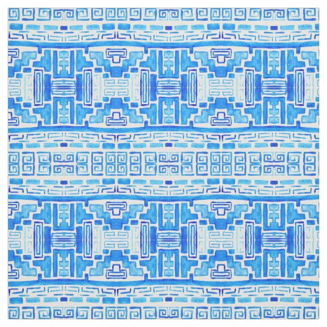Native Tribal Pattern Blue Fabric (Swatch)
