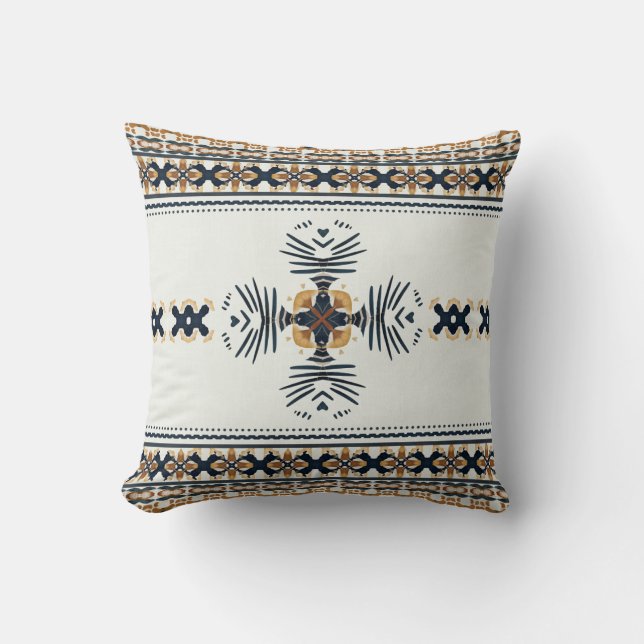 Native Tribal Pattern Throw Pillow (Front)