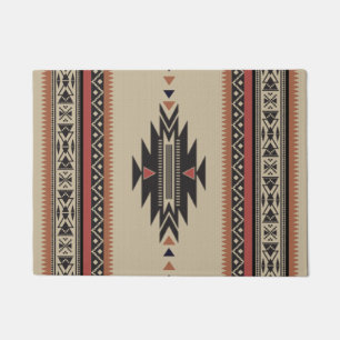 Native Tribal Woven Pattern in Browns, Black, Rust Doormat
