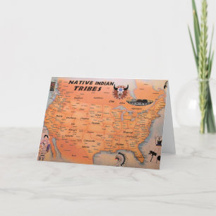 Native Tribes Map Greeting Card