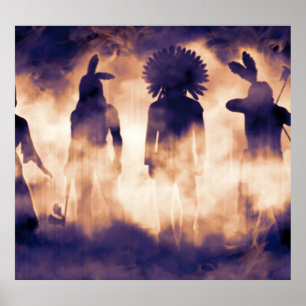 Native Warriors: Foggy Ancestral Emergence Poster