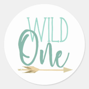 Native Wild One   First Birthday Party Classic Round Sticker