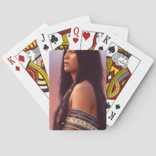Native Woman Playing Cards