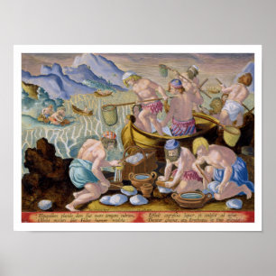 Natives Fishing for Giant Clams on the Indus, plat Poster
