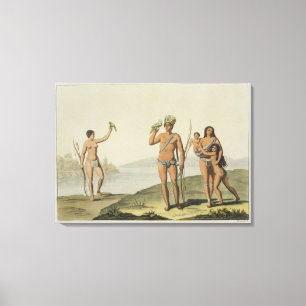 Natives of Guyana (colour litho) Canvas Print