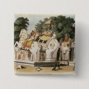 Natives pay homage to their ruler, engraved by Tho 2 Inch Square Button