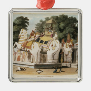 Natives pay homage to their ruler, engraved by Tho Metal Ornament