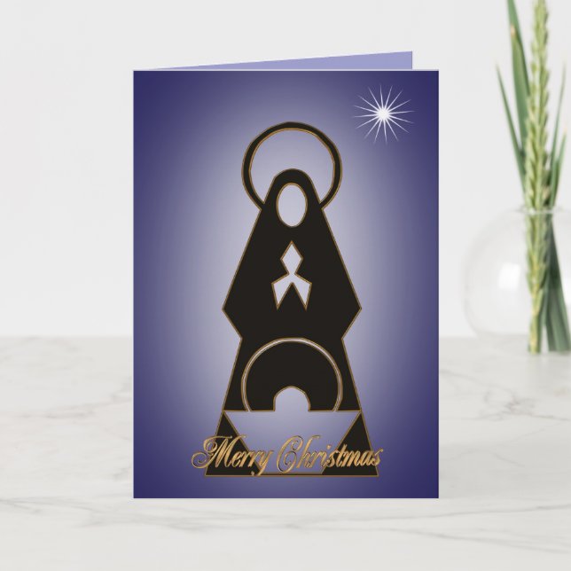 Nativité Carte de Noël Design moderne bleu (Devant)