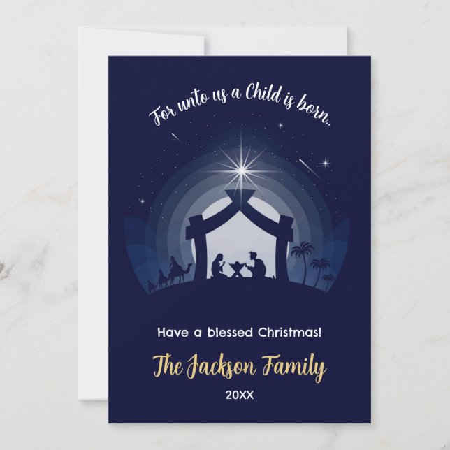 Nativité Cartes de Noël Fête Plat (bleu marine) (Devant)