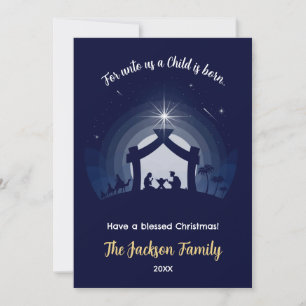 Nativité Cartes de Noël Fête Plat (bleu marine)