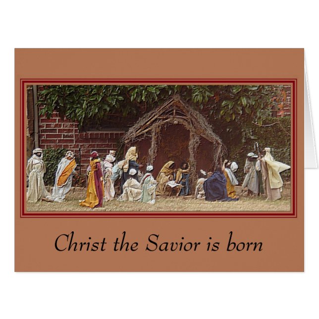 "Nativité extérieure" Carte de Noël 8,5 x 11 (Devant horizontal)