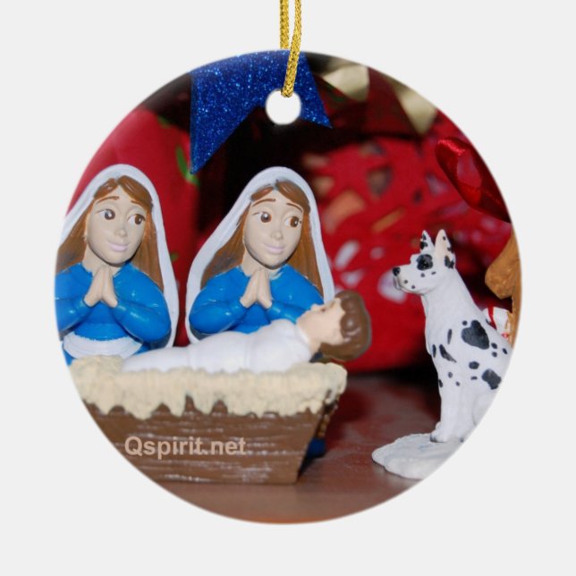 Nativité gaie/lesbienne : ornement de Noël 2-Sided (Devant)