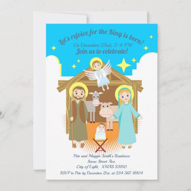 Nativité Scène Noël Fête Invitation (Devant)