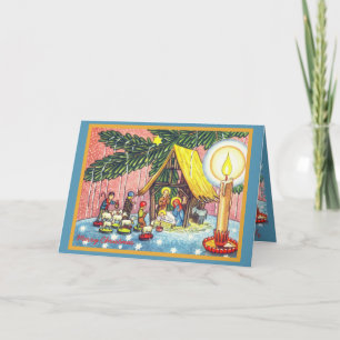 Nativité sous l'arbre Noël Carte de voeux
