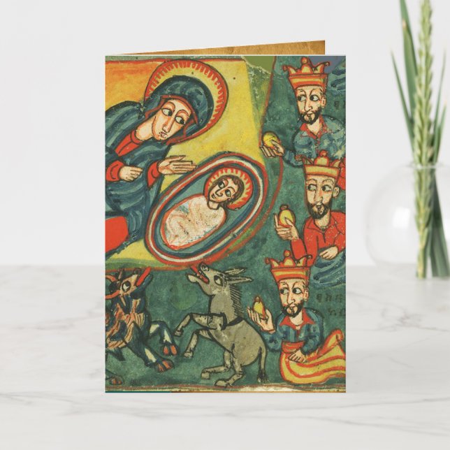 NATIVITY,ADORATION OF MAGI IRISH CHRISTMAS PRAYER HOLIDAY CARD (Front)