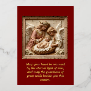 Nativity Angels of Light Foil Holiday Card