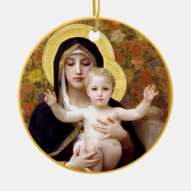 Nativity Art Christmas Ceramic Ornament (Front)