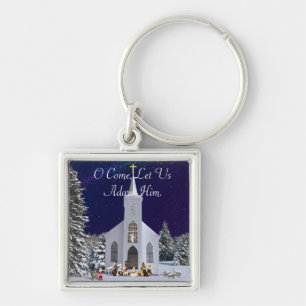 Nativity at Church Keychain
