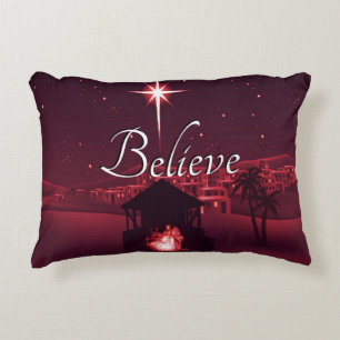 Nativity Believe Accent Pillow