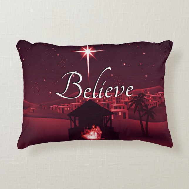 Nativity Believe Accent Pillow (Front)