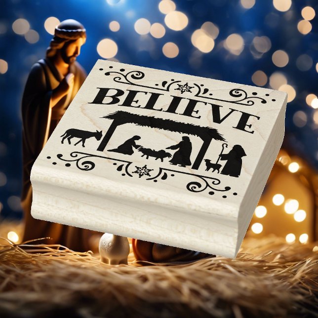 Nativity Believe Christmas Ink Rubber Stamp (Creator Uploaded)