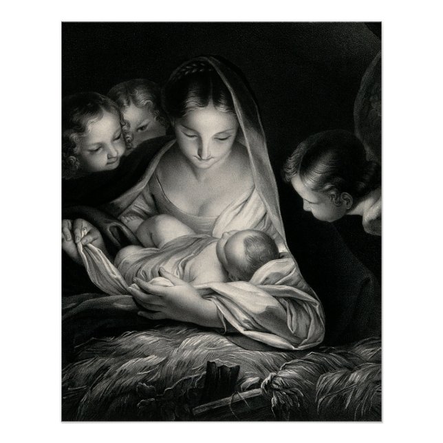 Nativity Birth of Jesus Christ Angels Virgin Mary Poster (Front)