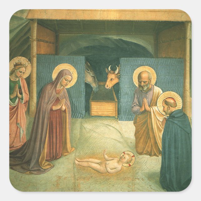 Nativity by Fra Angelico Square Sticker (Front)