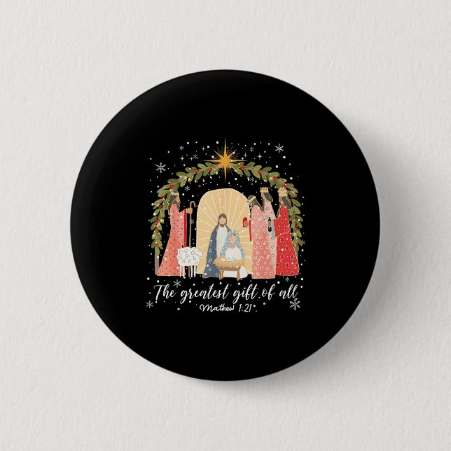 Nativity Christmas Baby Jesus Christian Greatest O 2 Inch Round Button (Front)