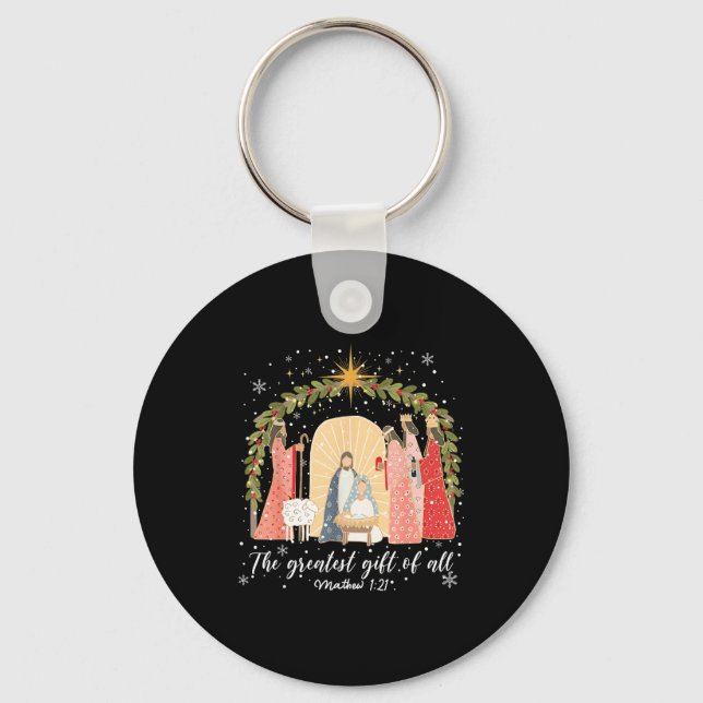Nativity Christmas Baby Jesus Christian Greatest O Keychain (Front)