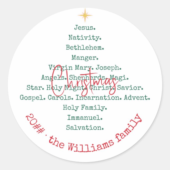Nativity Christmas Christian Faith Jesus Religious Classic Round Sticker (Front)