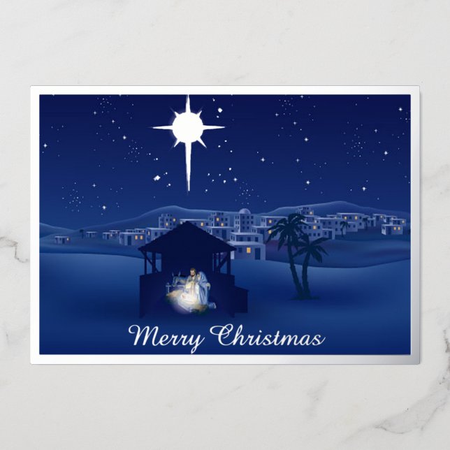 Nativity Christmas Foil Holiday Card (Front)