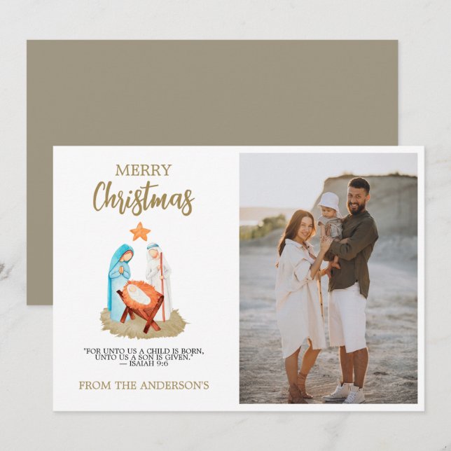 Nativity Christmas Greeting Card Family Religious (Front/Back)