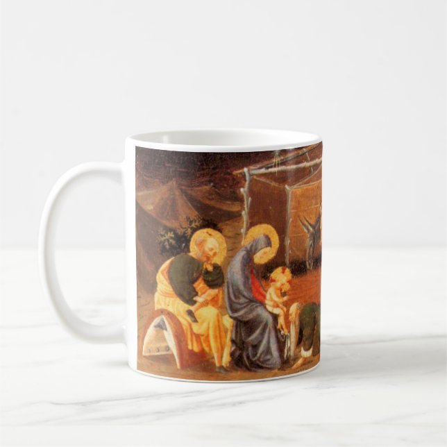 NATIVITY CHRISTMAS PARCHMENT ,ADORATION OF MAGI COFFEE MUG (Left)