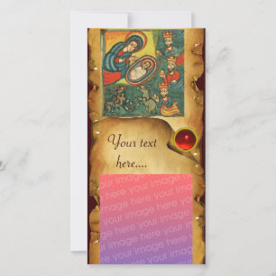 NATIVITY  CHRISTMAS PARCHMENT / Adoration of Magi Holiday Card
