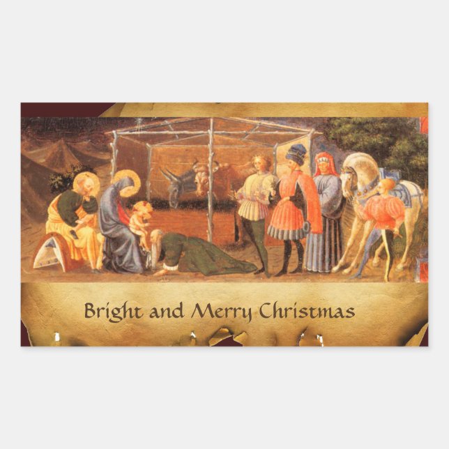 NATIVITY CHRISTMAS PARCHMENT/ ADORATION OF MAGI STICKER (Front)