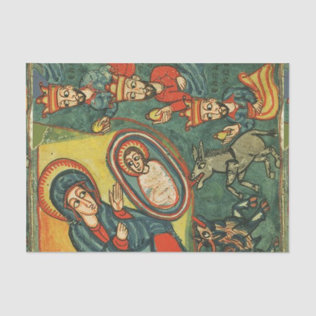 NATIVITY CHRISTMAS PARCHMENT ,ADORATION OF MAGI TISSUE PAPER (Front)