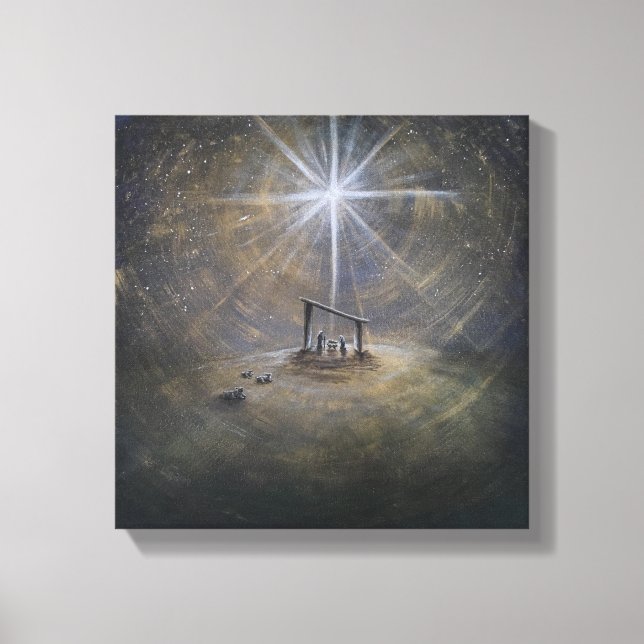 Nativity Christmas Star Wrapped Canvas (Front)