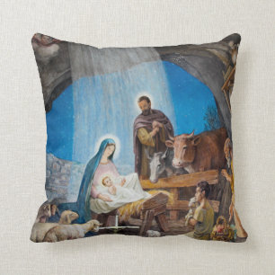 Nativity Christmas Throw Pillow