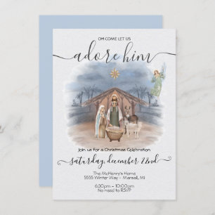 Nativity Christmas with baby Jesus, Mary & Joseph  Invitation
