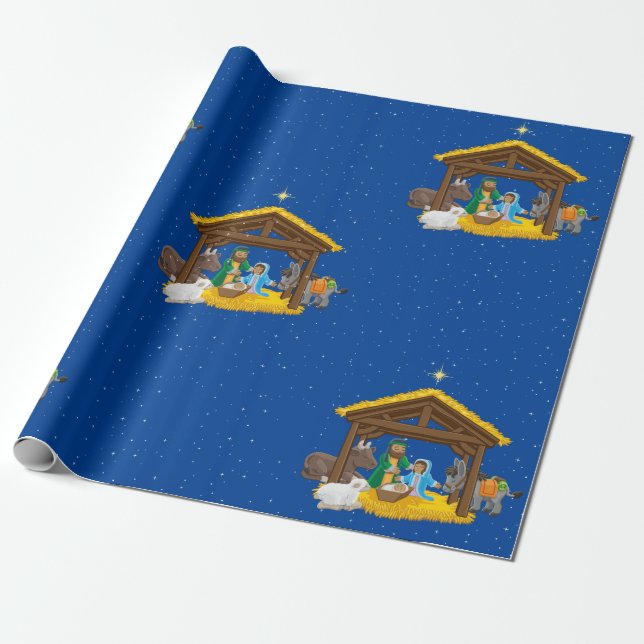 Nativity Christmas Wrapping Paper (Unrolled)