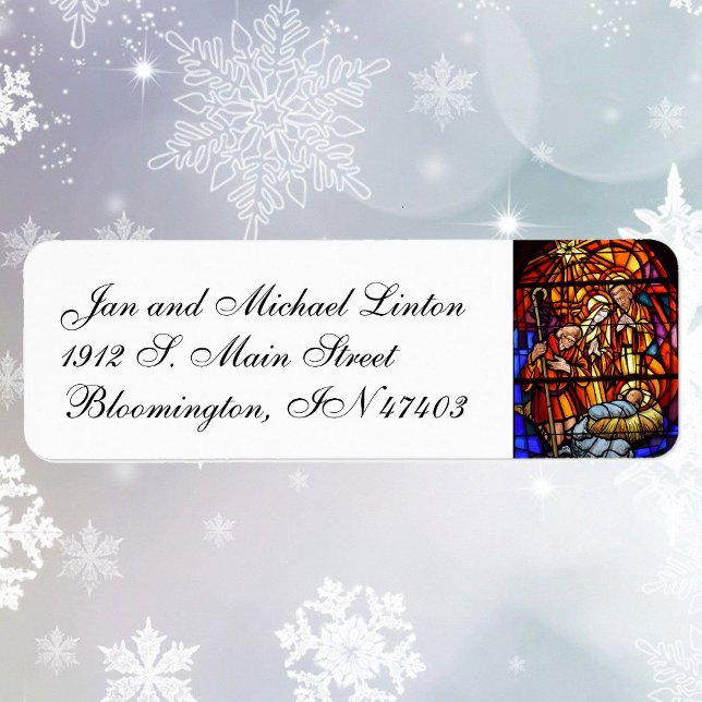 Nativity Colourful Stained Glass Return Address (Creator Uploaded)