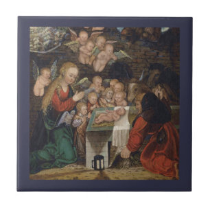 Nativity Featuring Cherubs Tile