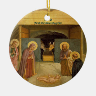 Nativity Fine Art Religious Custom Dated Ceramic Ornament