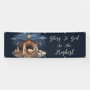 Nativity Glory To God Christmas Christian Church Banner