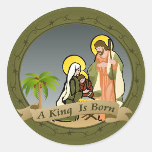 Nativity (Green) Christmas Stickers