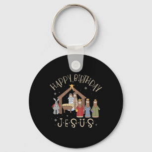 Nativity Happy Birthday Jesus Christmas Nativity C Keychain