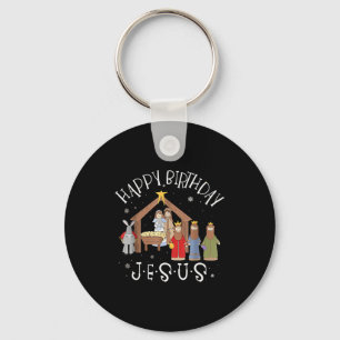 Nativity Happy Birthday Jesus Christmas Nativity C Keychain