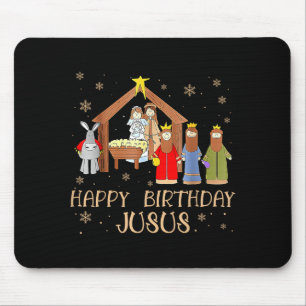 Nativity Happy Birthday Jesus Christmas Nativity C Mouse Pad